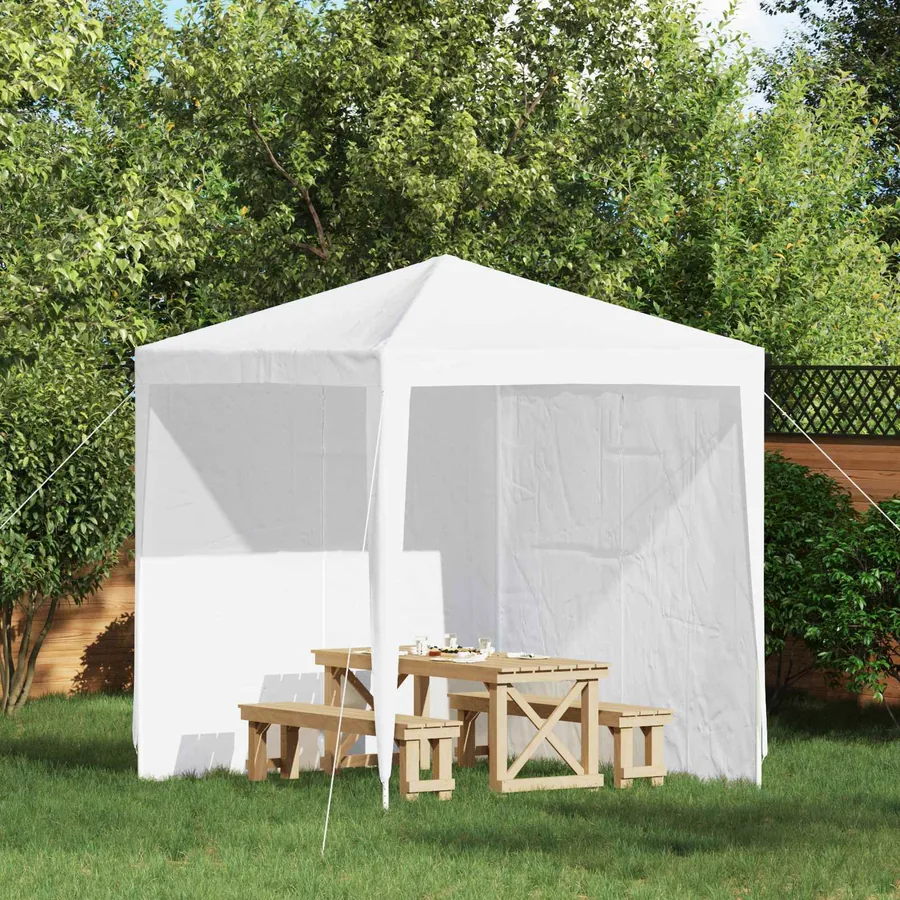 Mur de tente de fête 2 pcs Blanc 200 x 195 cm PE et acier