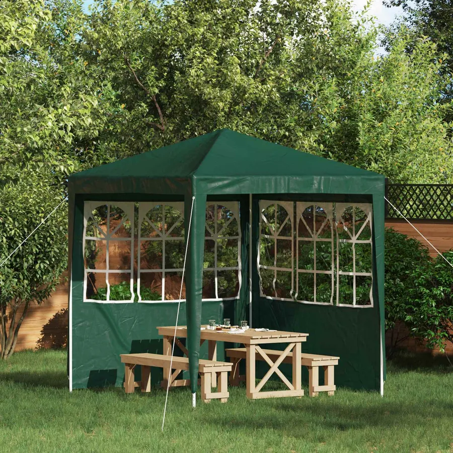 Mur de tente de fête 2 pcs 200 x 195 cm Vert PE et acier