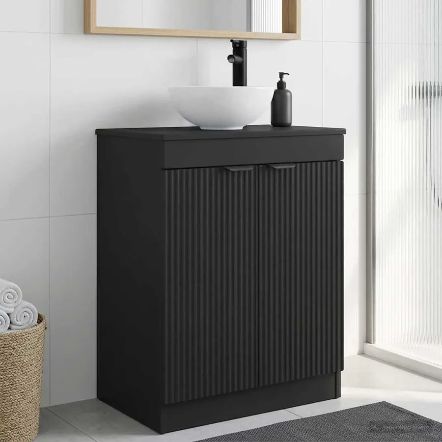 Meuble de salle de bain avec évier Noir 54 x 35 x 83 cm