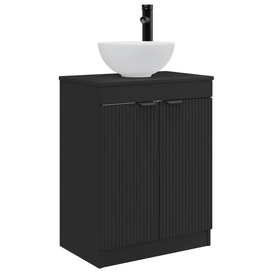 Meuble de salle de bain avec évier Noir 54 x 35 x 83 cm - 2