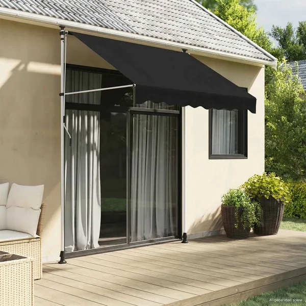 Auvent rétractable manuel Noir 200 cm