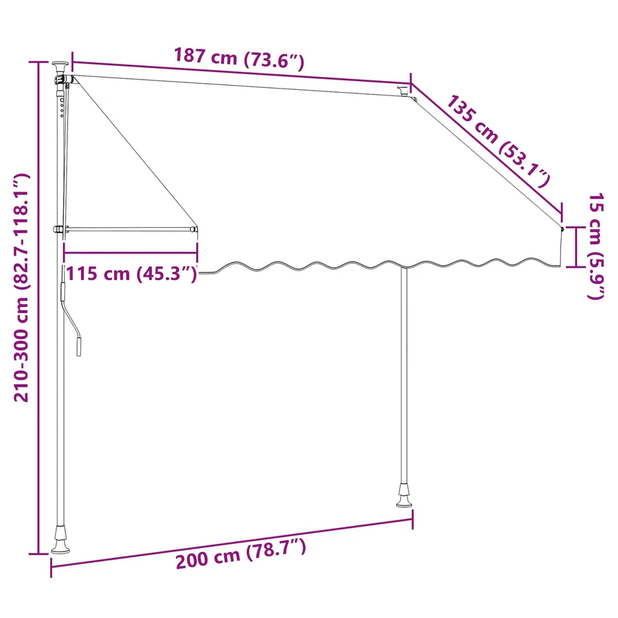 Auvent rétractable manuel Noir 200 cm - 8