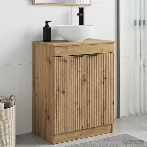 Meuble de salle de bain avec évier Chêne artisanal
