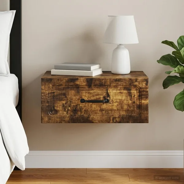 Cabinet de chevet mural Chêne fumé 49 x 34,5 x 20 cm