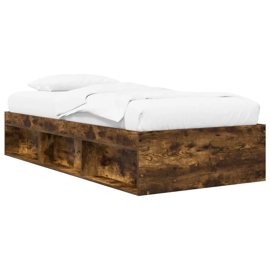 Cadre de lit avec rangement avec étagère Chêne fumé 80 x 200 cm