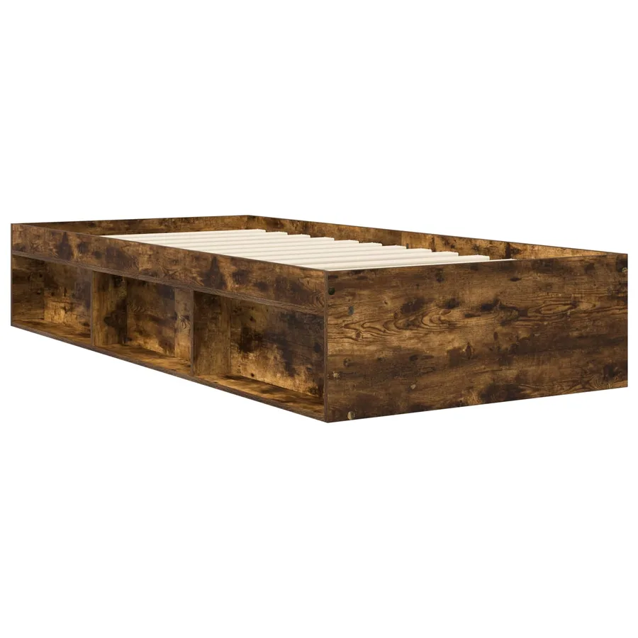 Cadre de lit avec rangement avec étagère Chêne fumé 80 x 200 cm - 2