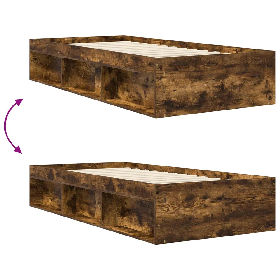 Cadre de lit avec rangement avec étagère Chêne fumé 80 x 200 cm - 7