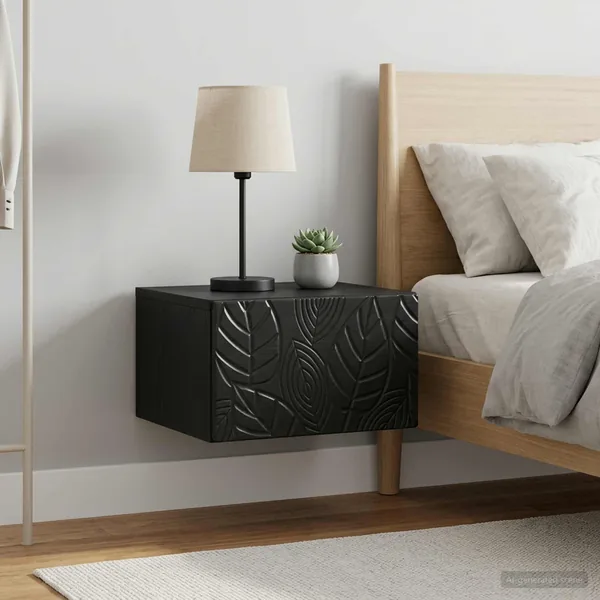 Cabinet de chevet mural 2 pcs Noir 49 x 34,5 x 20 cm