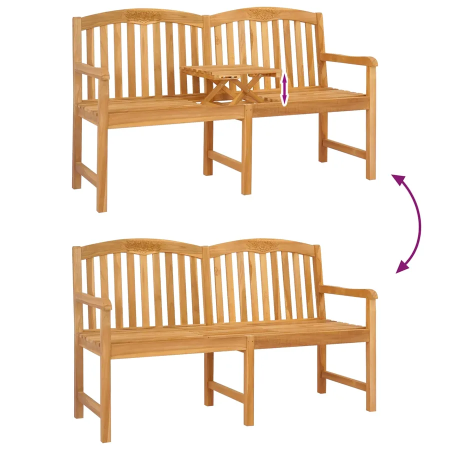 Banc en Bois Sculpté en Rose 150,5 x 60 x 95 cm Naturel - 8