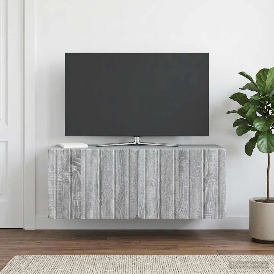 Meuble TV mural 78,5 x 31 x 30 cm Sonoma gris Bois d'ingénierie - 4
