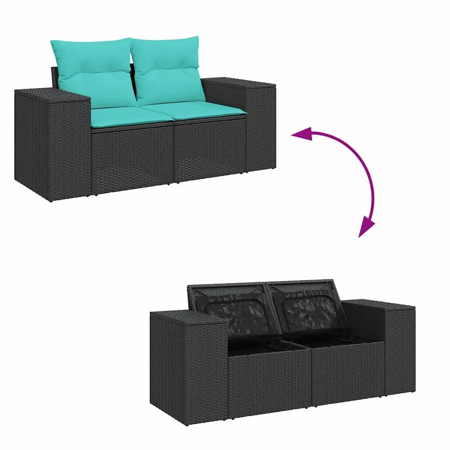 Ensemble de canapés de jardin 11 pcs et coussins rotin acacia - 7