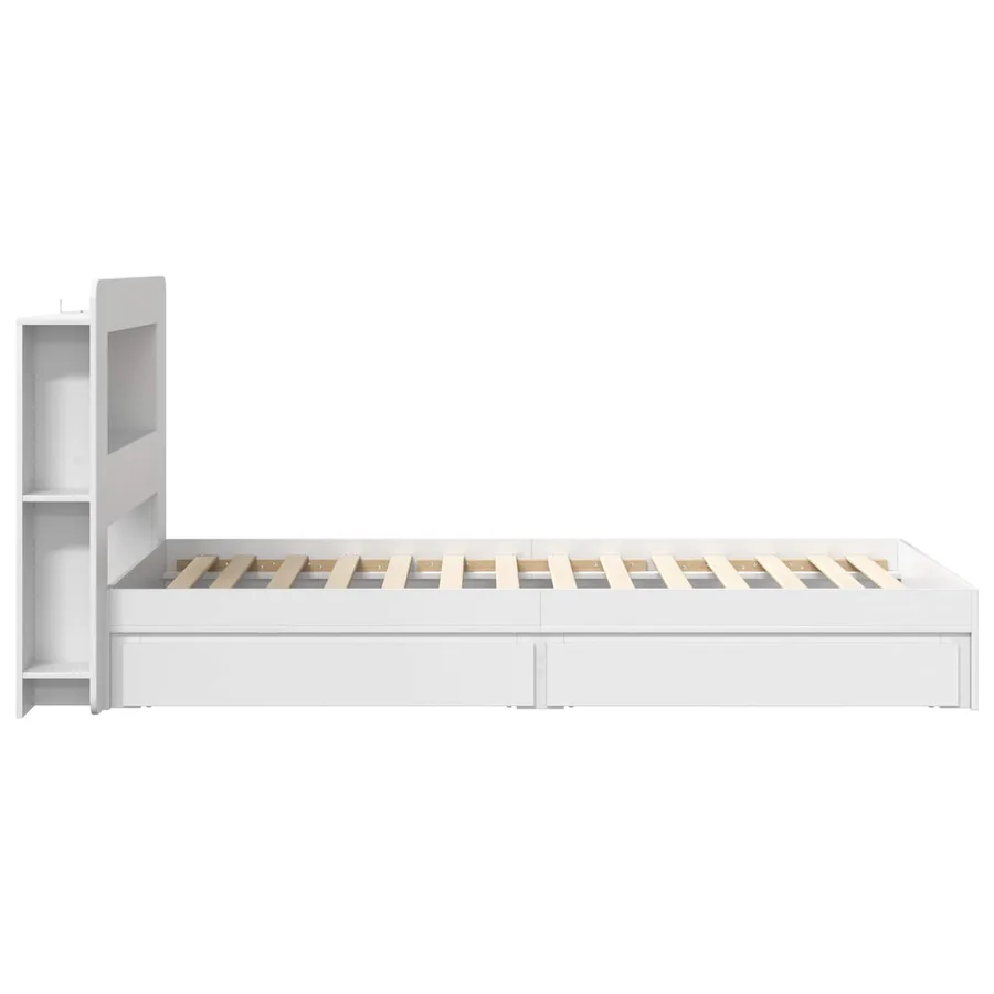 Cadre de lit avec rangement Blanc 75 x 190 cm Bois d'ingénierie - 5