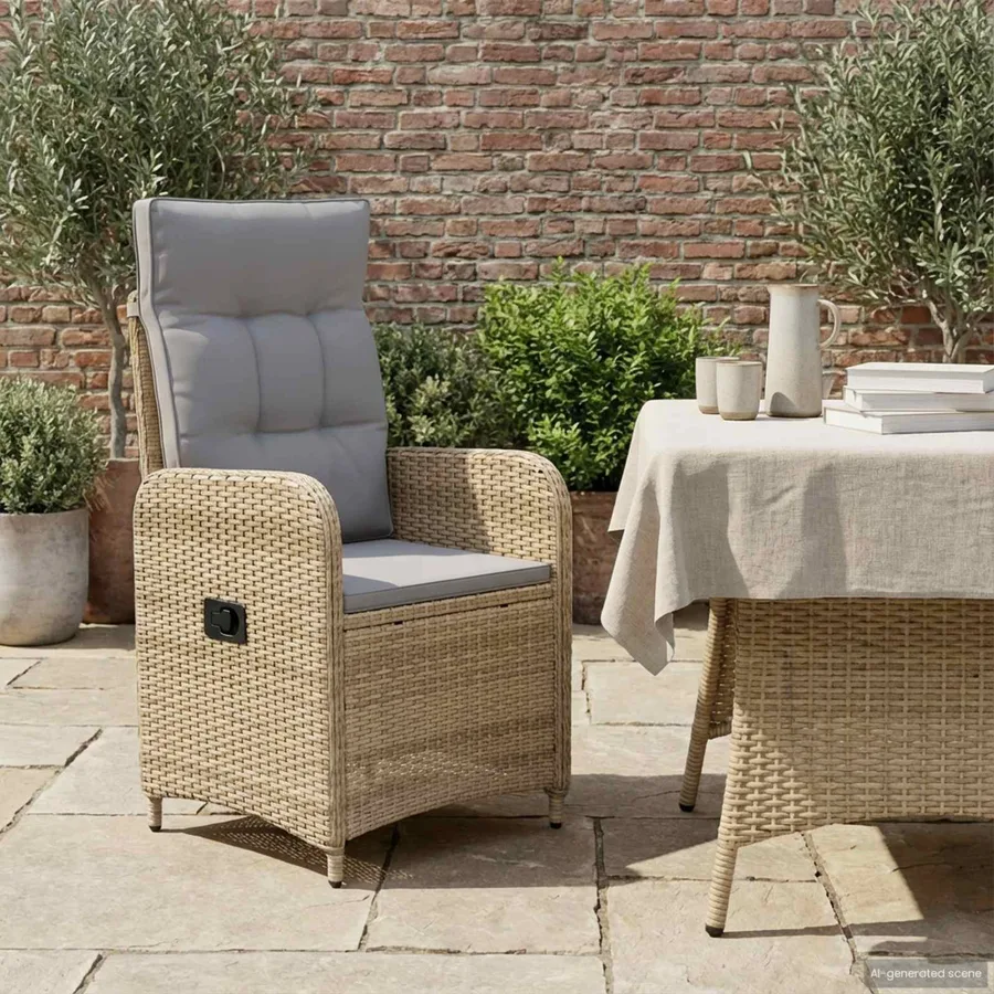 Chaise de jardin inclinable Beige et Gris clair - 3