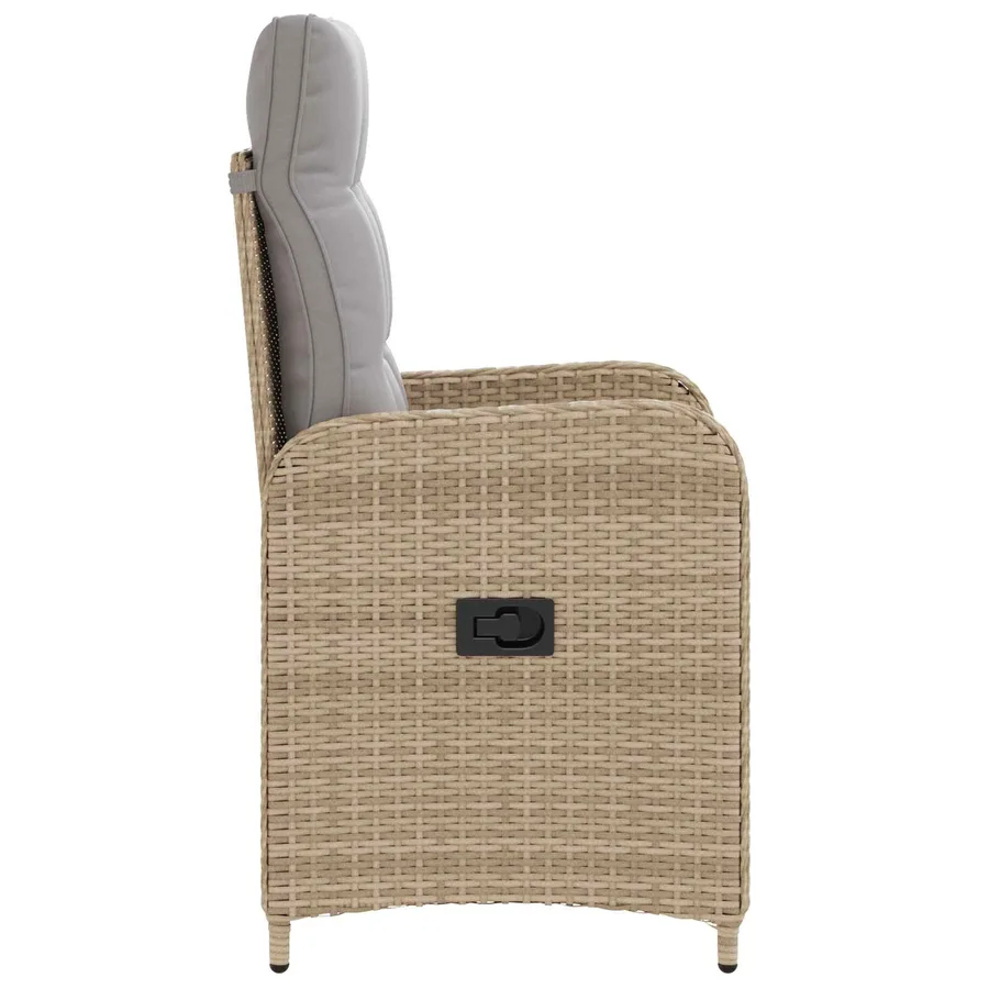 Chaise de jardin inclinable Beige et Gris clair - 5