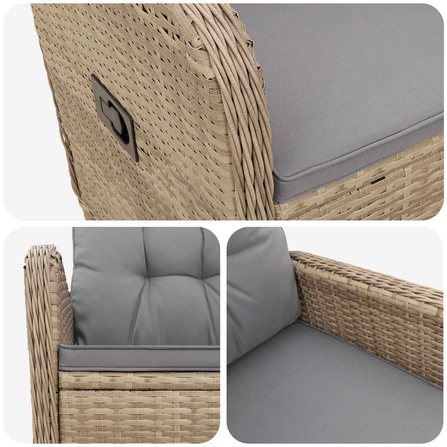 Chaise de jardin inclinable Beige et Gris clair - 7