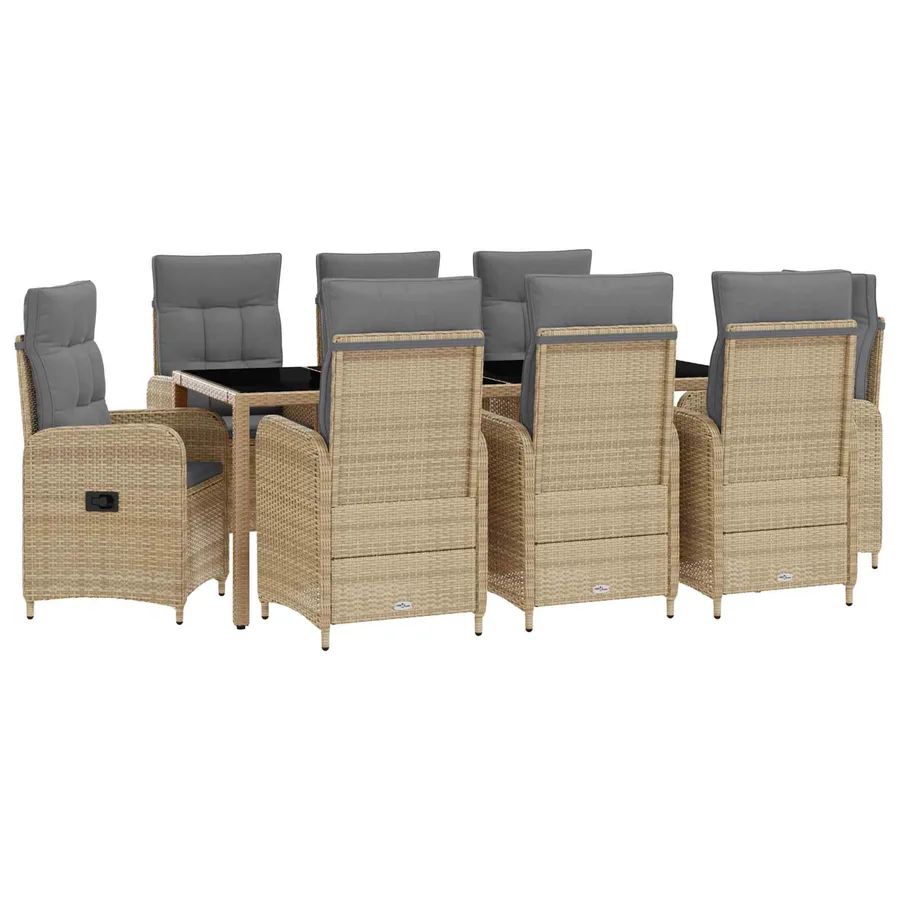 Ensemble de repas extérieur 9 pcs Beige et Gris clair - 2