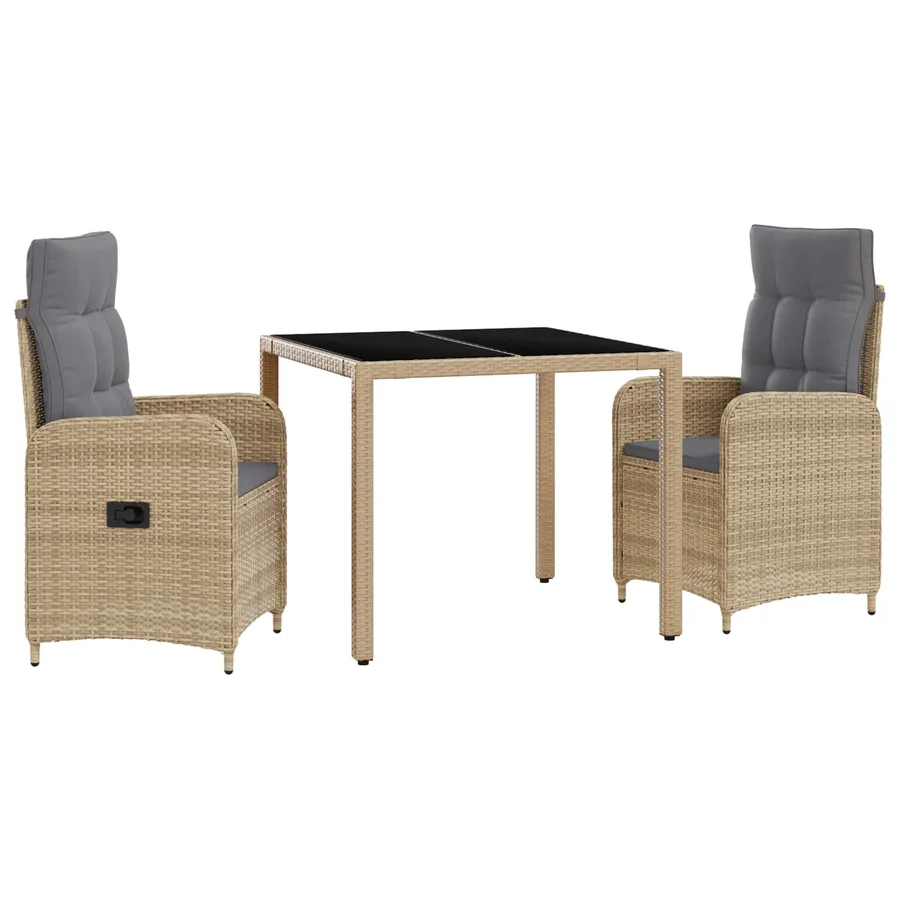 Ensemble de repas extérieur 3 pcs Beige et Gris clair - 2