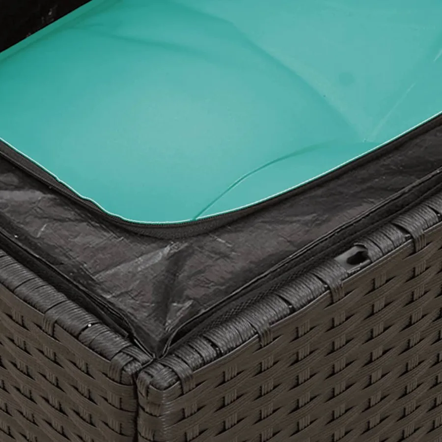 Salon de jardin avec coussins 14 pcs noir résine tressée - 7
