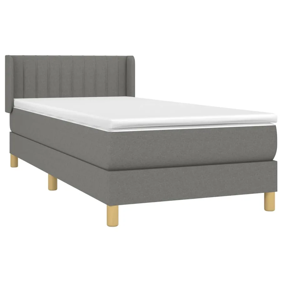 Sommier à lattes de lit avec matelas Gris foncé 90x200 cm Tissu - 3