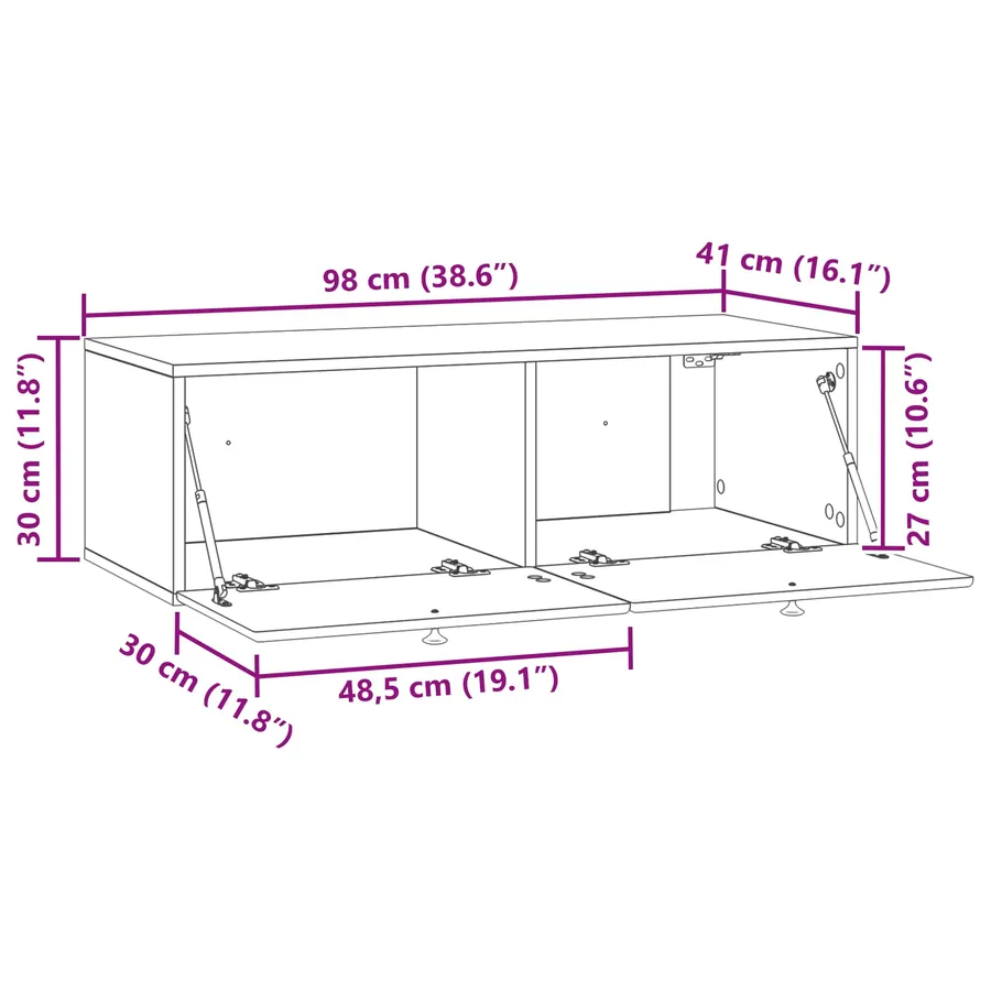 Meuble TV mural 98 x 41 x 30 cm Blanc brillant - 11