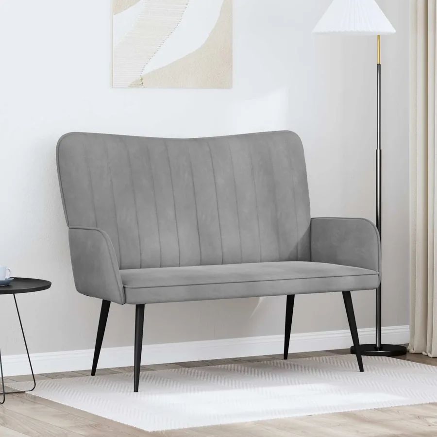 Sofa 2 places Gris clair 115 x 61 x 87 cm Velours