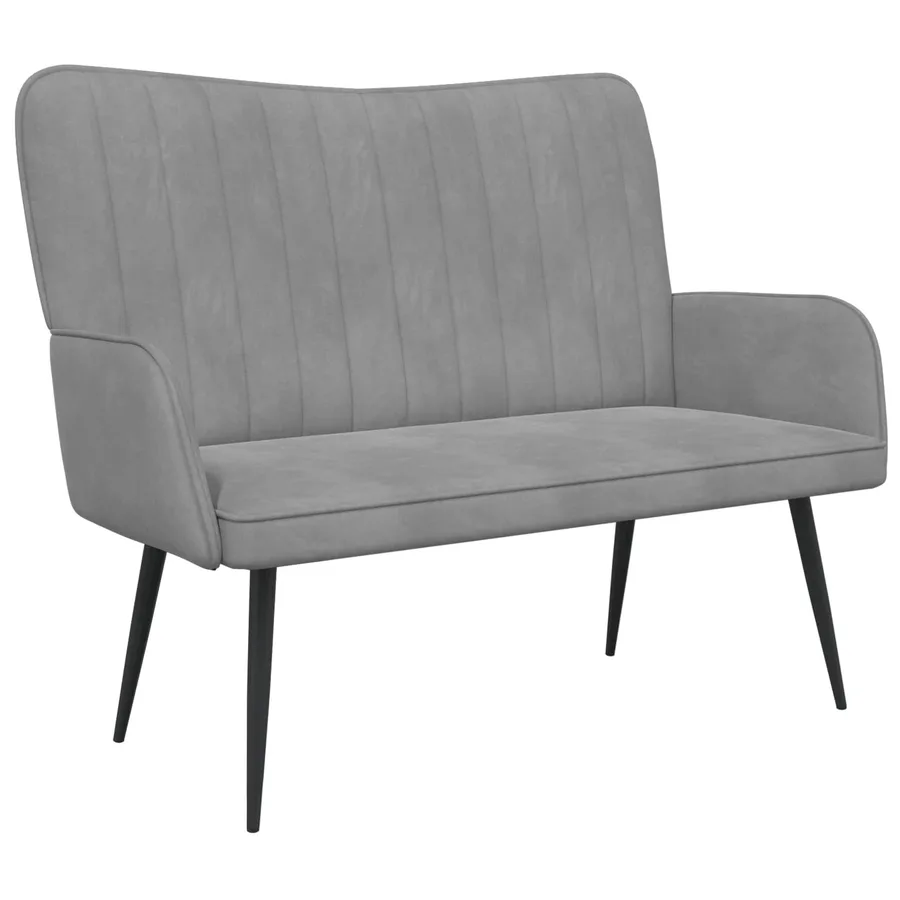 Sofa 2 places Gris clair 115 x 61 x 87 cm Velours - 2