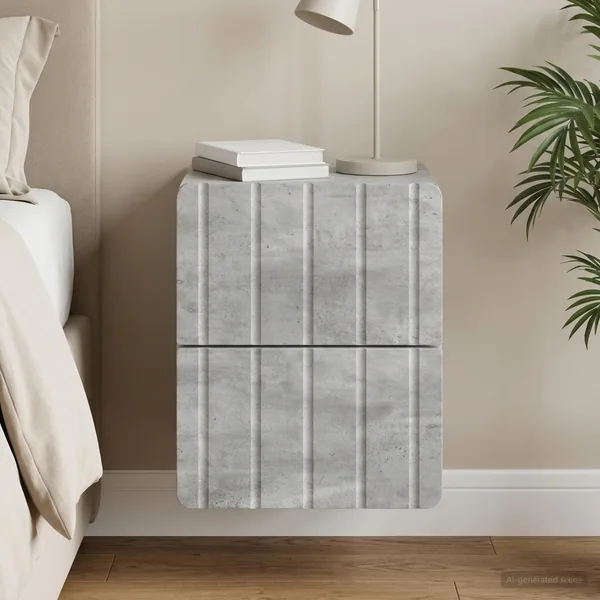 Cabinet de chevet mural Gris béton 33 x 34,5 x 43 cm