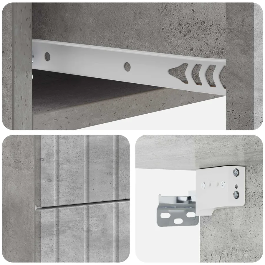 Cabinet de chevet mural Gris béton 33 x 34,5 x 43 cm - 8