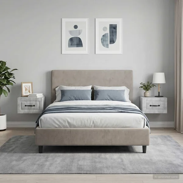 Cabinet de chevet mural 2 pcs Gris béton 34,5 x 33 x 20 cm