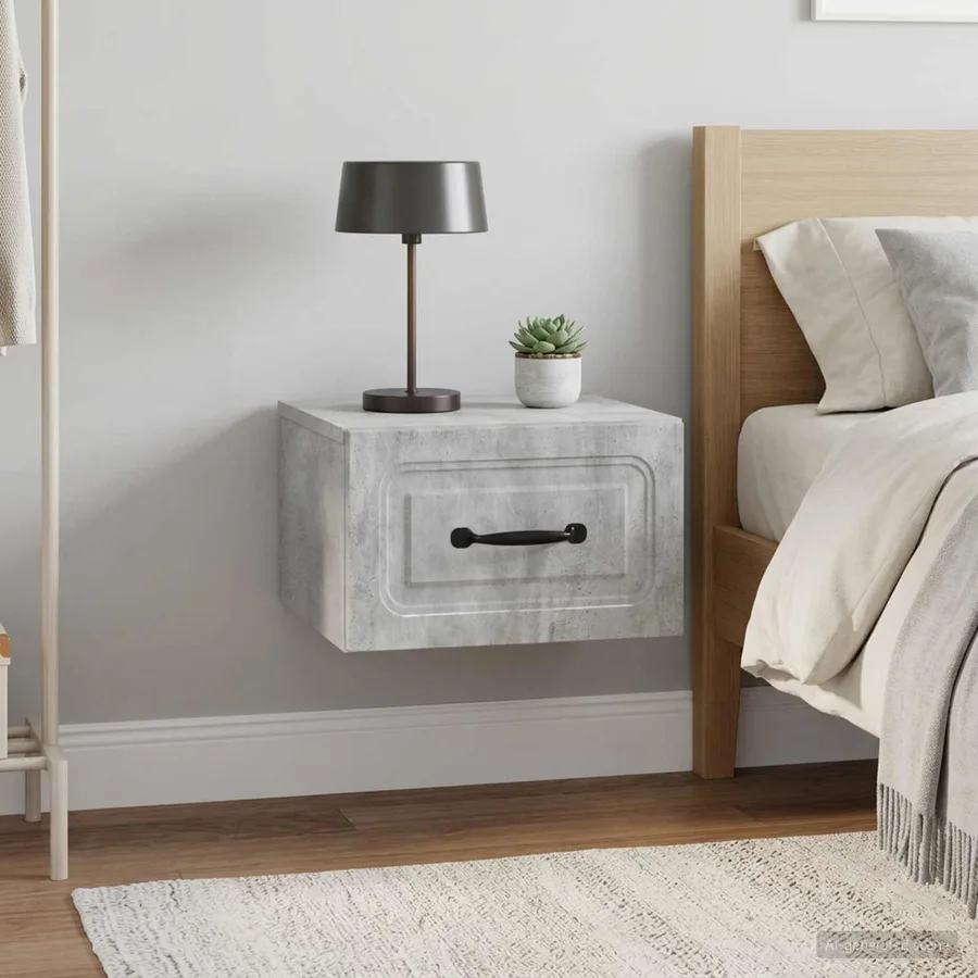 Cabinet de chevet mural 2 pcs Gris béton 34,5 x 33 x 20 cm - 4