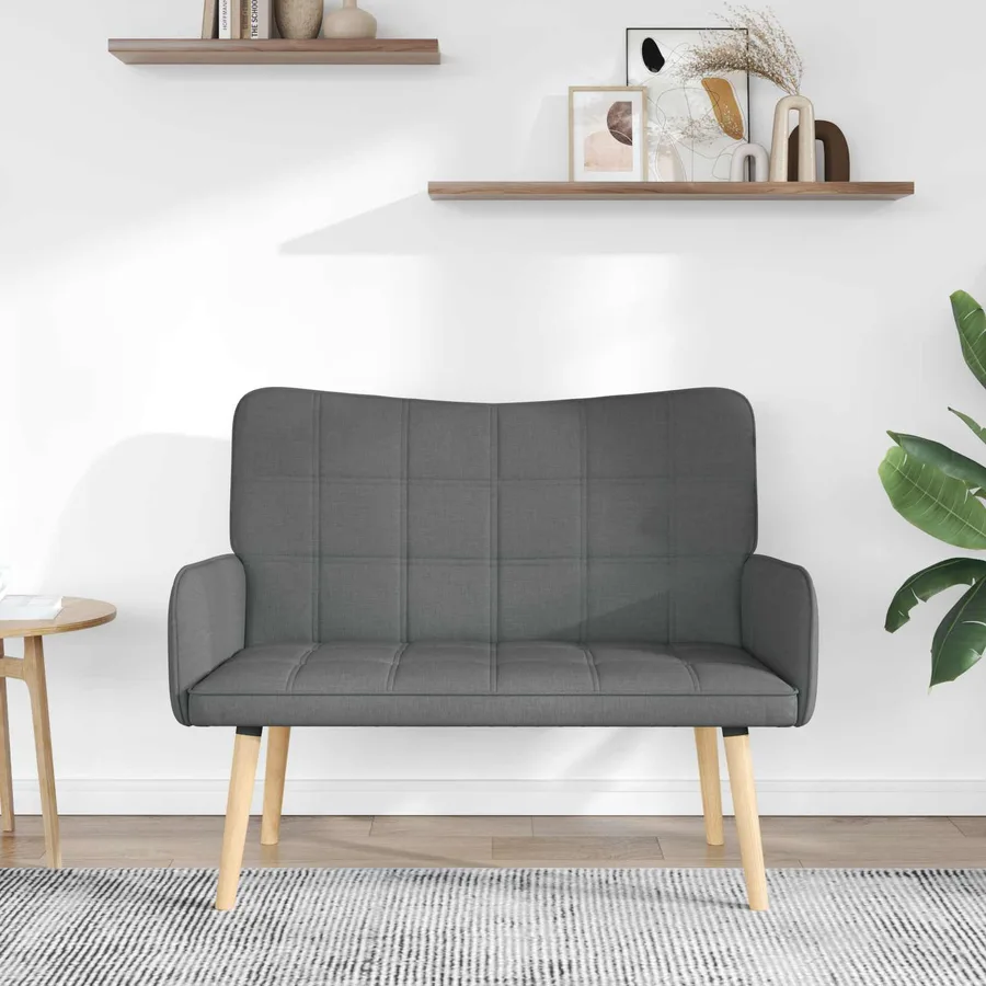 Sofa 2 places Gris foncé 115 x 61 x 87 cm Tissu - 3