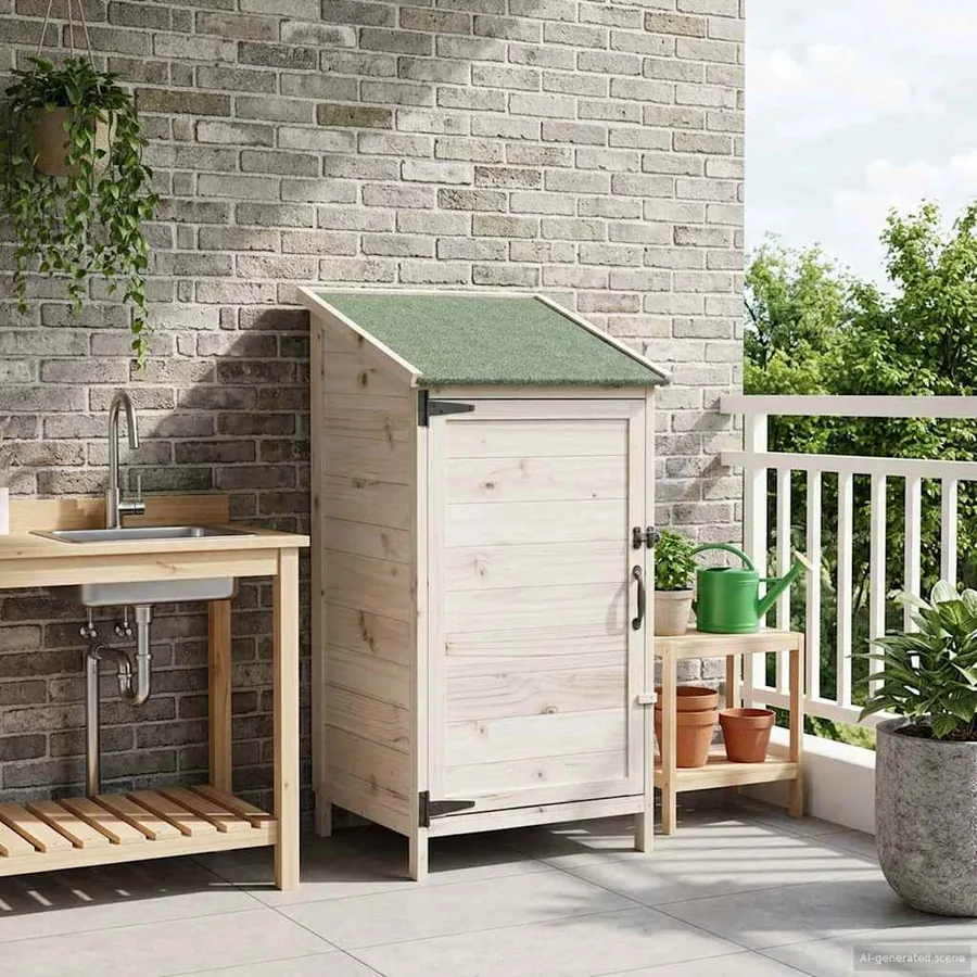 Abri de jardin Blanc 59 x 56 x 113,5 cm Bois de Sapin Massif