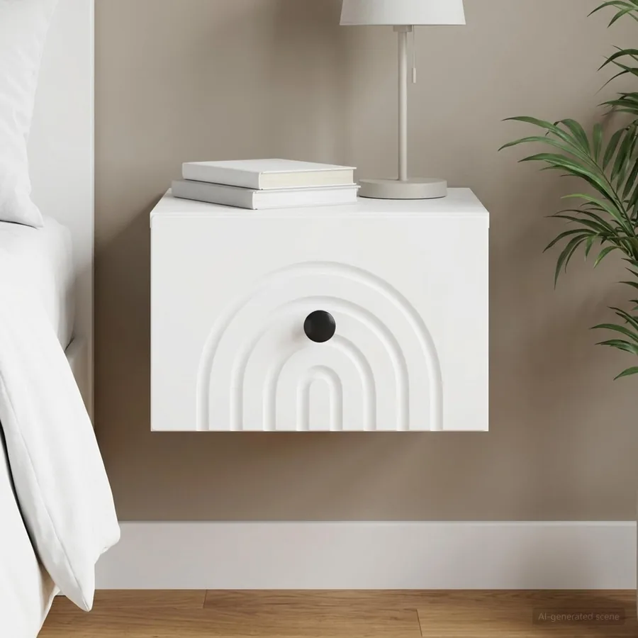 Cabinet de chevet mural avec tiroir Blanc 33 x 34,5 x 20 cm