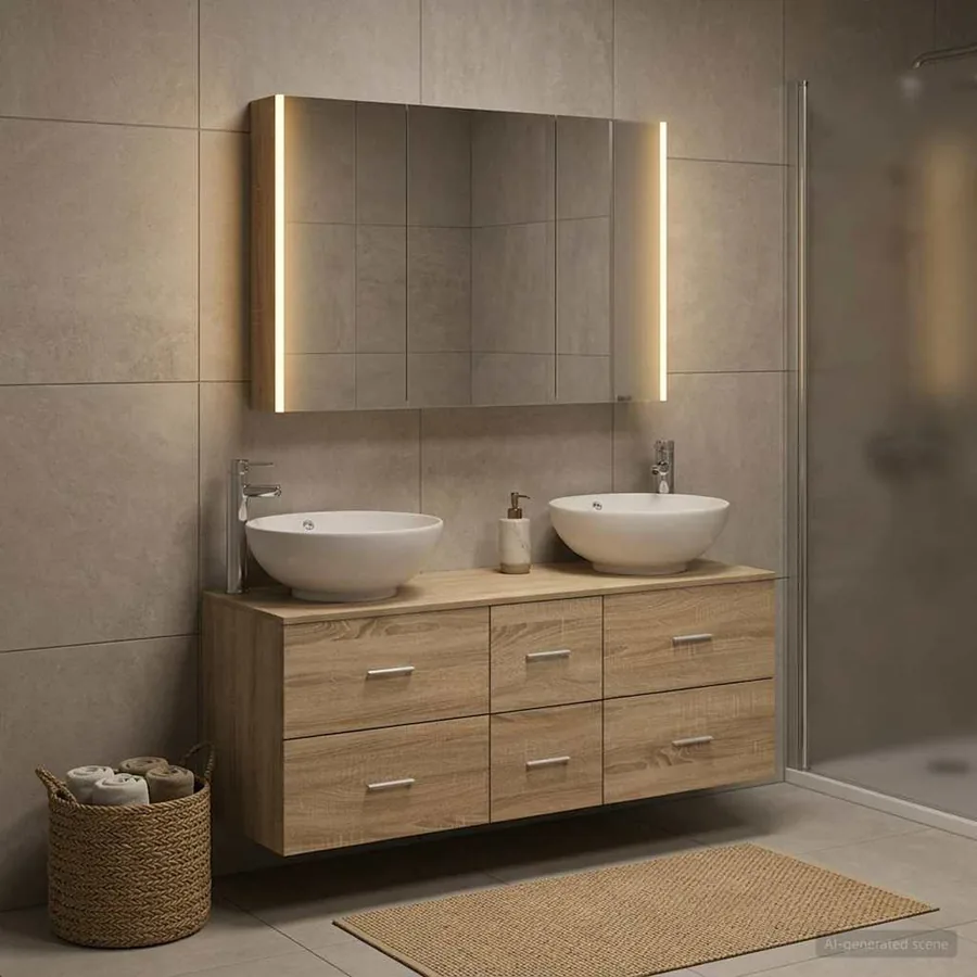 Ensemble de mobilier de salle de bain 4 pcs Chêne Sonoma