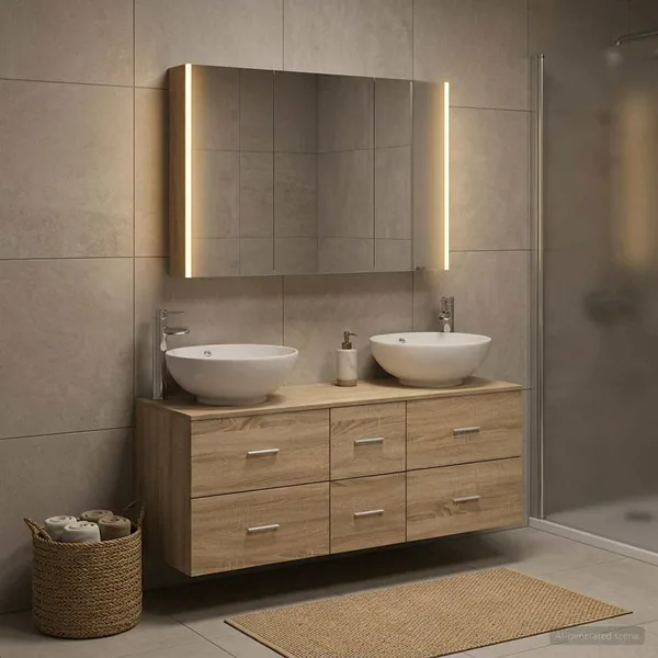 Ensemble de mobilier de salle de bain 4 pcs Chêne Sonoma