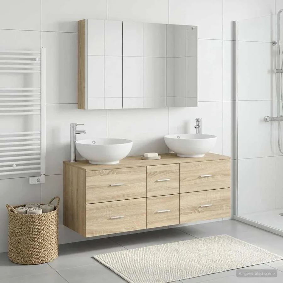Ensemble de mobilier de salle de bain 4 pcs Chêne Sonoma - 4
