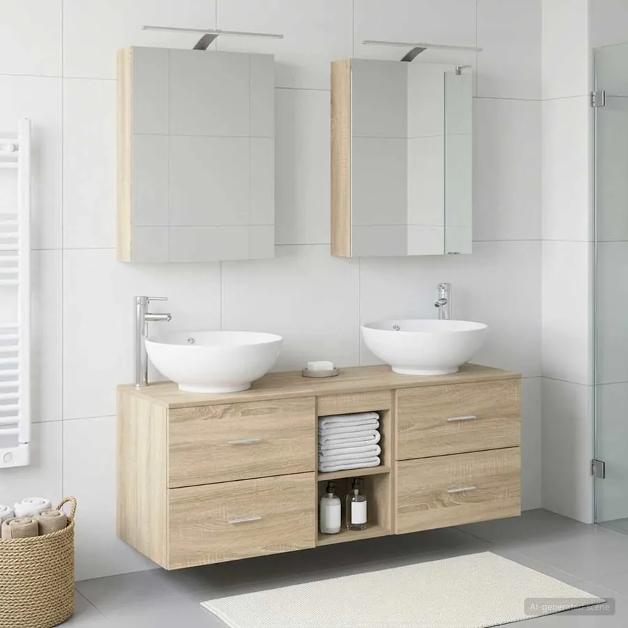 Ensemble de mobilier de salle de bain 5 pcs Chêne Sonoma