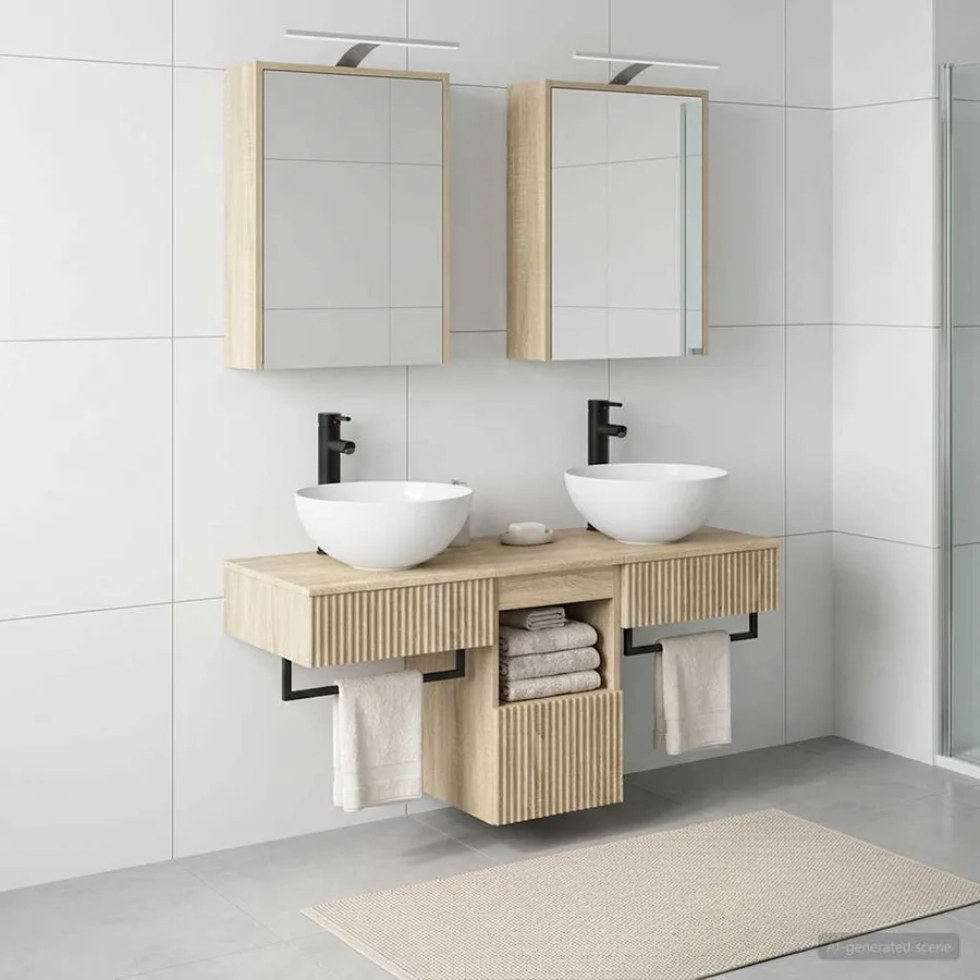 Ensemble d'armoire de salle de bain 5 pcs Chêne Sonoma - 4