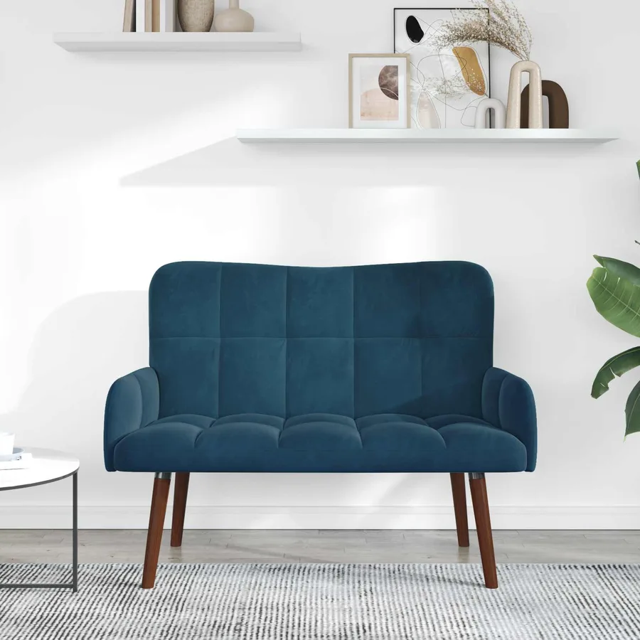 Sofa 2 places Bleu 115 x 61 x 87 cm Velours - 3