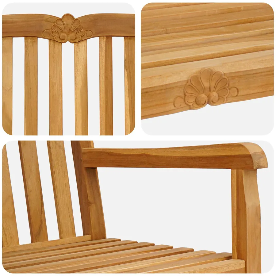 Banc en Bois Sculpté en Rose 114 x 60 x 95 cm Naturel - 6