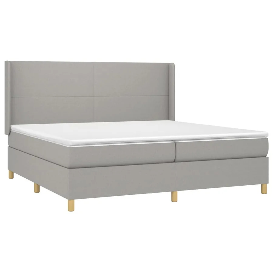 Sommier à lattes de lit matelas LED Gris clair 200x200 cm Tissu - 4