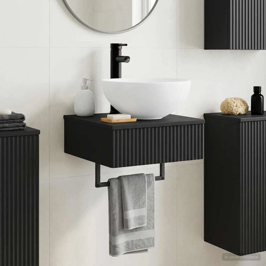 Basin de lavage mural Noir 40 x 41 x 40,5 cm Bois d'ingénierie