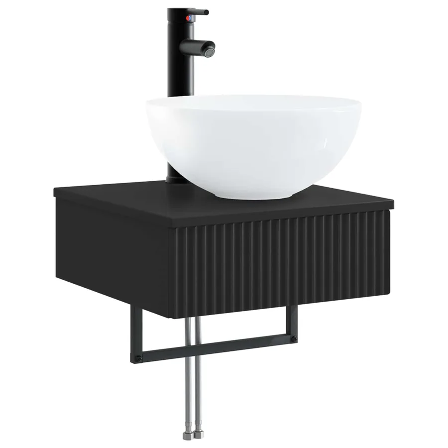 Basin de lavage mural Noir 40 x 41 x 40,5 cm Bois d'ingénierie - 2