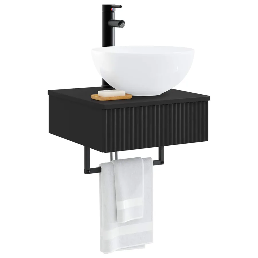 Basin de lavage mural Noir 40 x 41 x 40,5 cm Bois d'ingénierie - 3