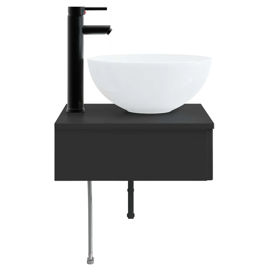 Basin de lavage mural Noir 40 x 41 x 40,5 cm Bois d'ingénierie - 4