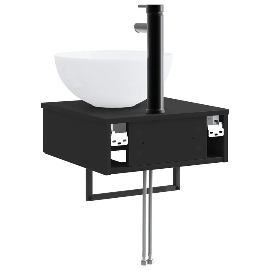 Basin de lavage mural Noir 40 x 41 x 40,5 cm Bois d'ingénierie - 5
