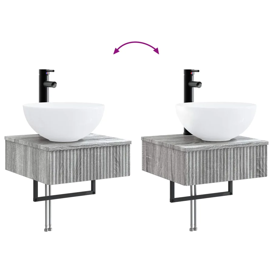 Ensemble d'armoire de salle de bain 5 pcs Sonoma gris - 13