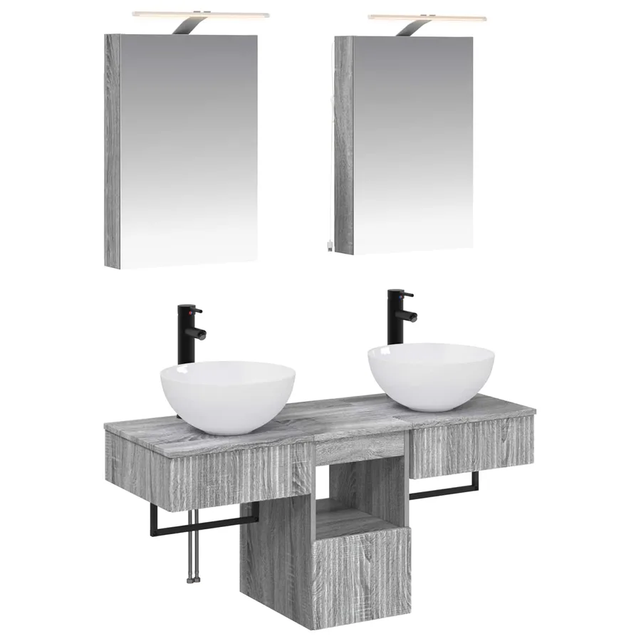 Ensemble d'armoire de salle de bain 5 pcs Sonoma gris - 2