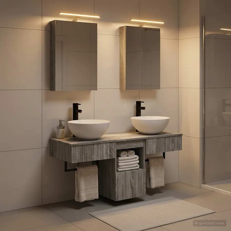 Ensemble d'armoire de salle de bain 5 pcs Sonoma gris - 4