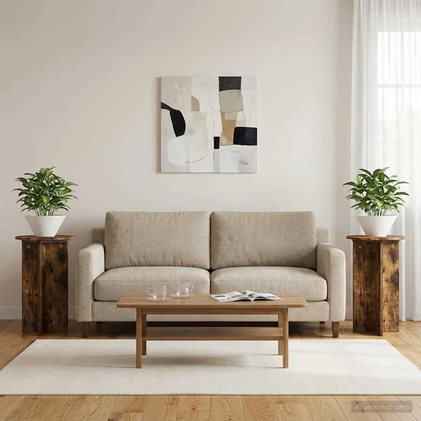 Support de Plante 2 pcs Chêne fumé Ø40 x 60 cm